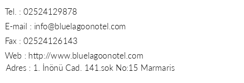 Blue Lagoon Hotel Marmaris telefon numaralar, faks, e-mail, posta adresi ve iletiim bilgileri